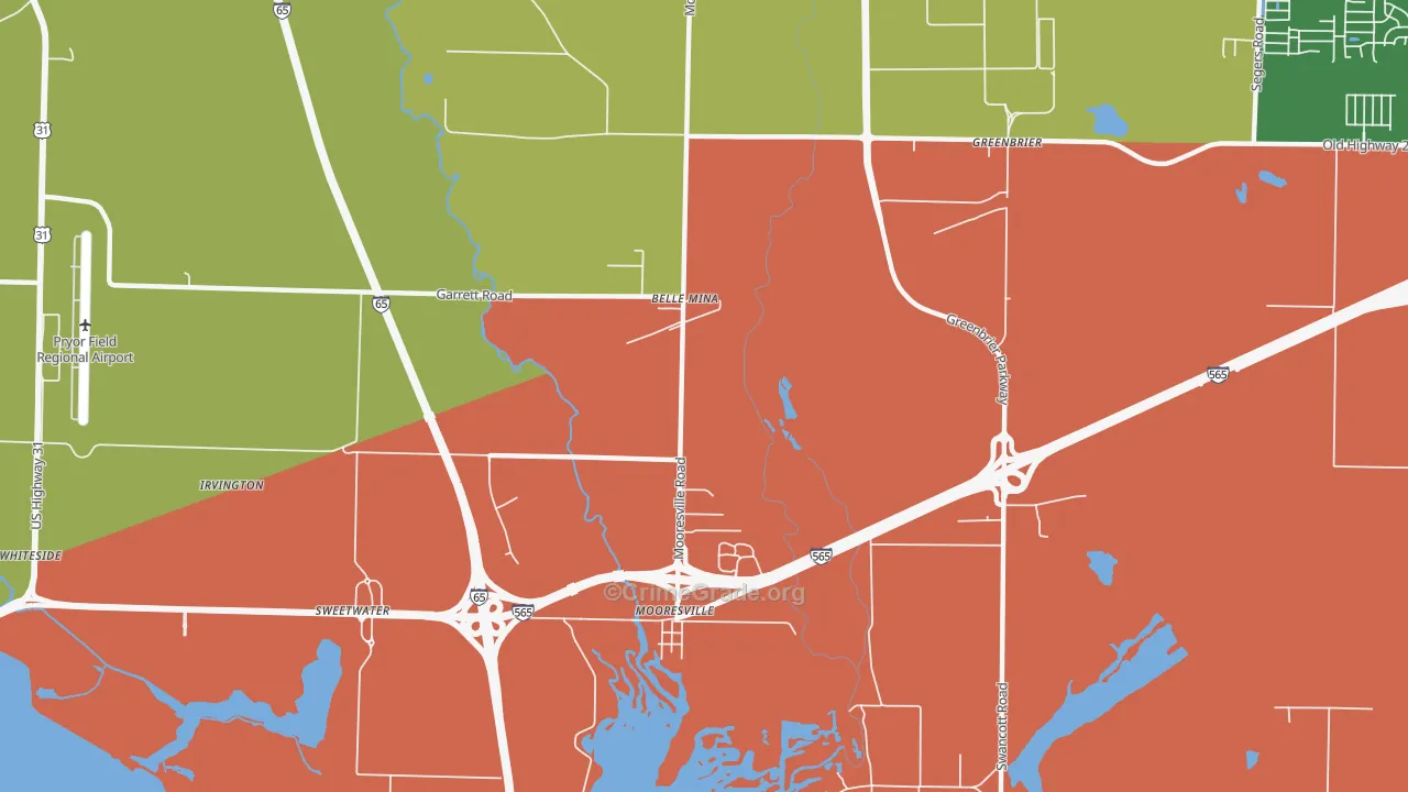 Belle Mina, AL Map of Theft Rates