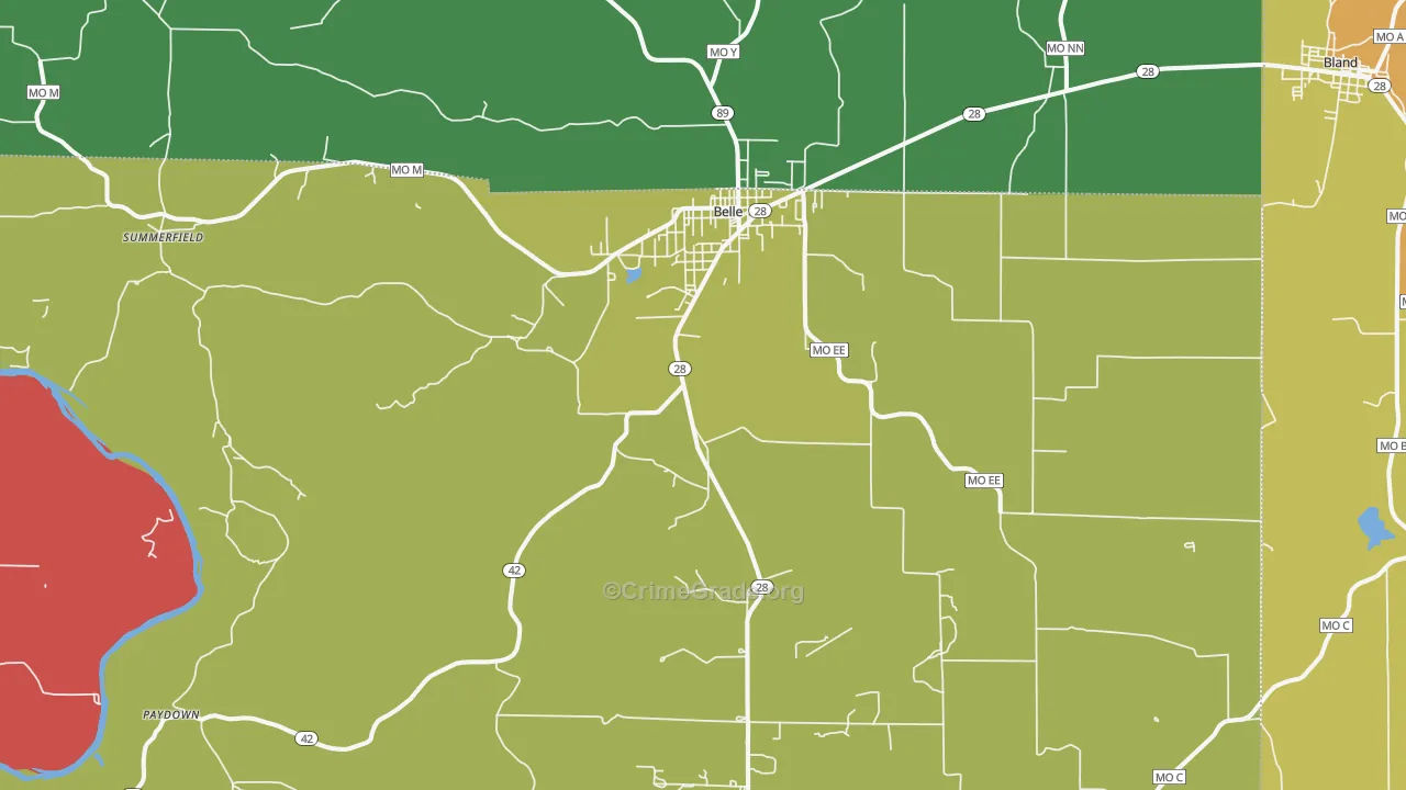Belle, MO Map of Theft Rates