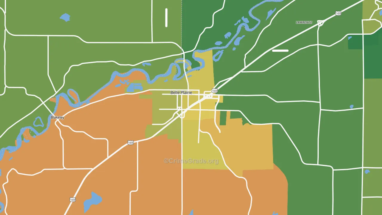 Belle Plaine, MN Map of Theft Rates