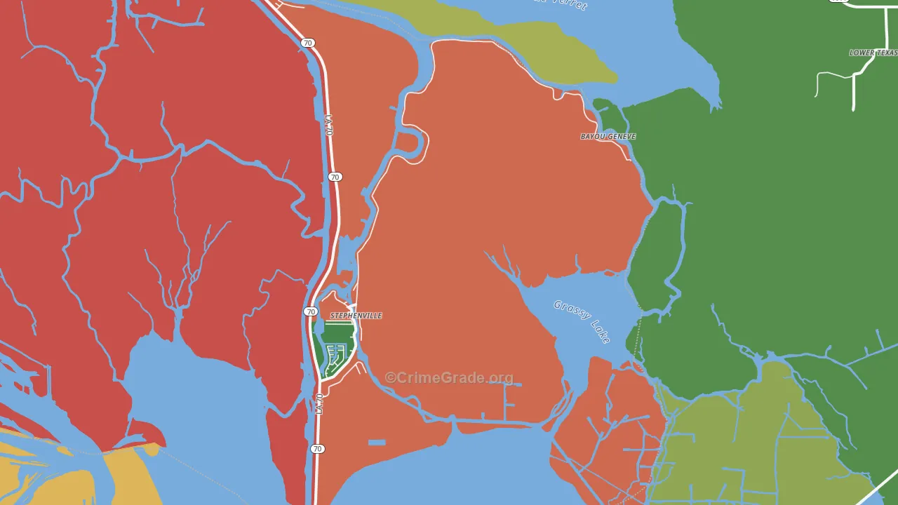 Belle River, LA Map of Theft Rates