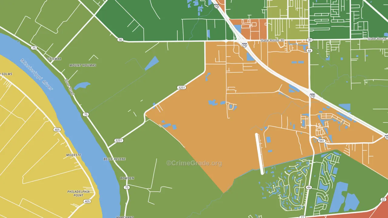 Belle Terre, LA Map of Theft Rates