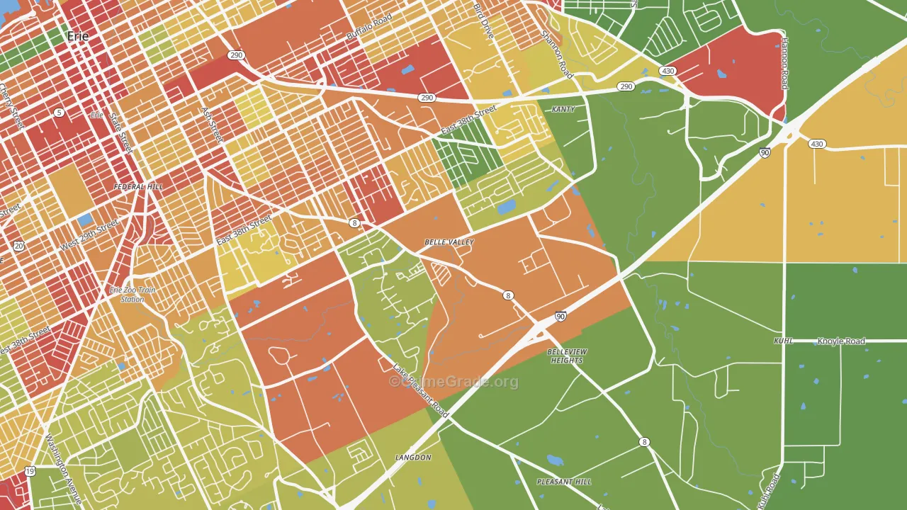 Belle Valley, Erie, PA Map of Theft Rates