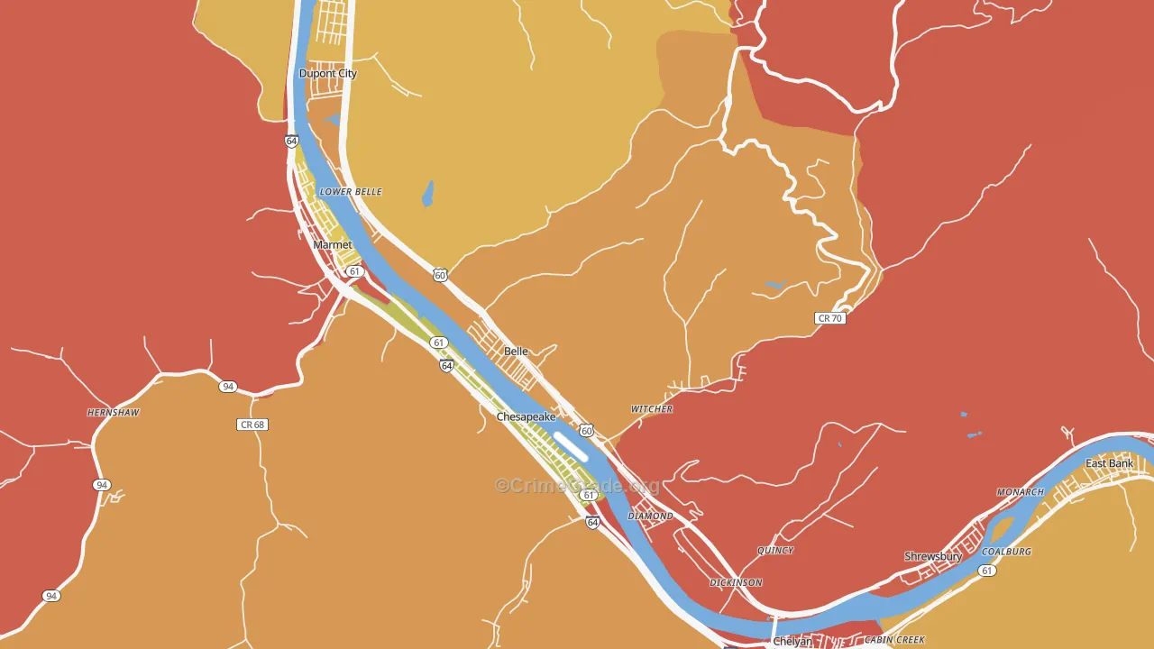 Belle, WV Map of Theft Rates