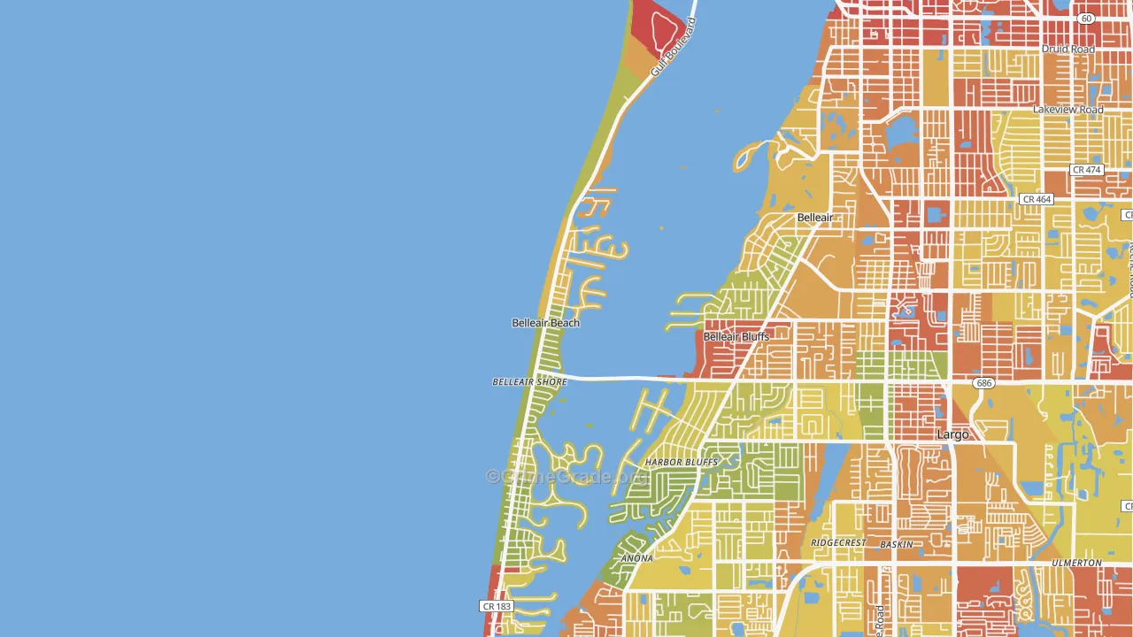 Belleair Beach, FL Map of Theft Rates
