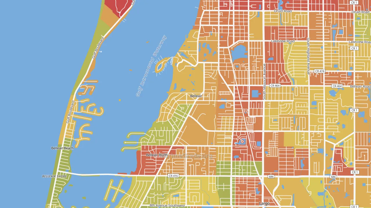 Belleair, FL Map of Theft Rates