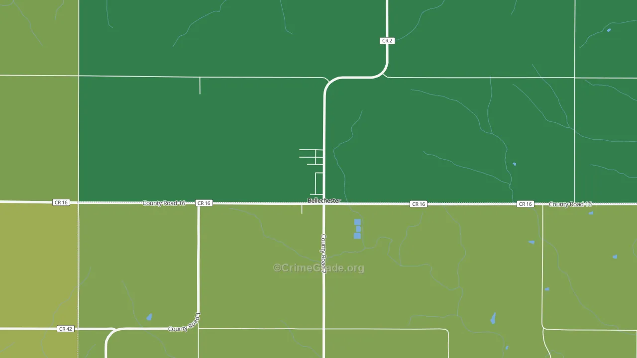 Bellechester, MN Map of Theft Rates