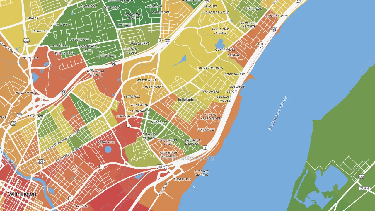 Bellefonte, DE Map of Theft Rates