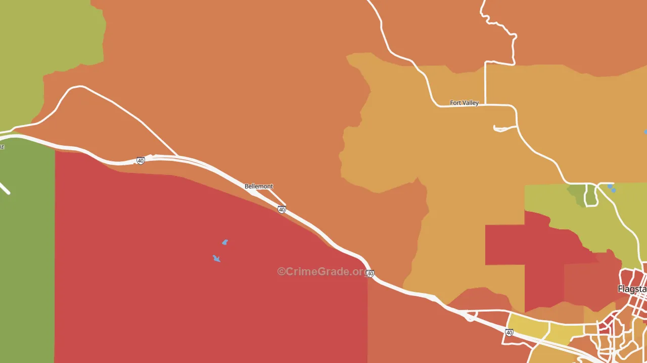Bellemont, AZ Map of Theft Rates