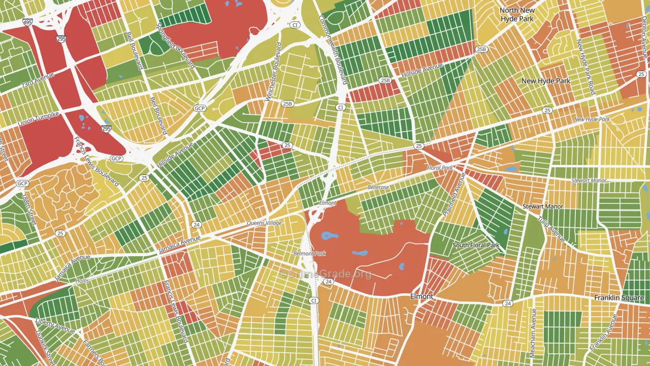 Bellerose Terrace, NY Map of Theft Rates