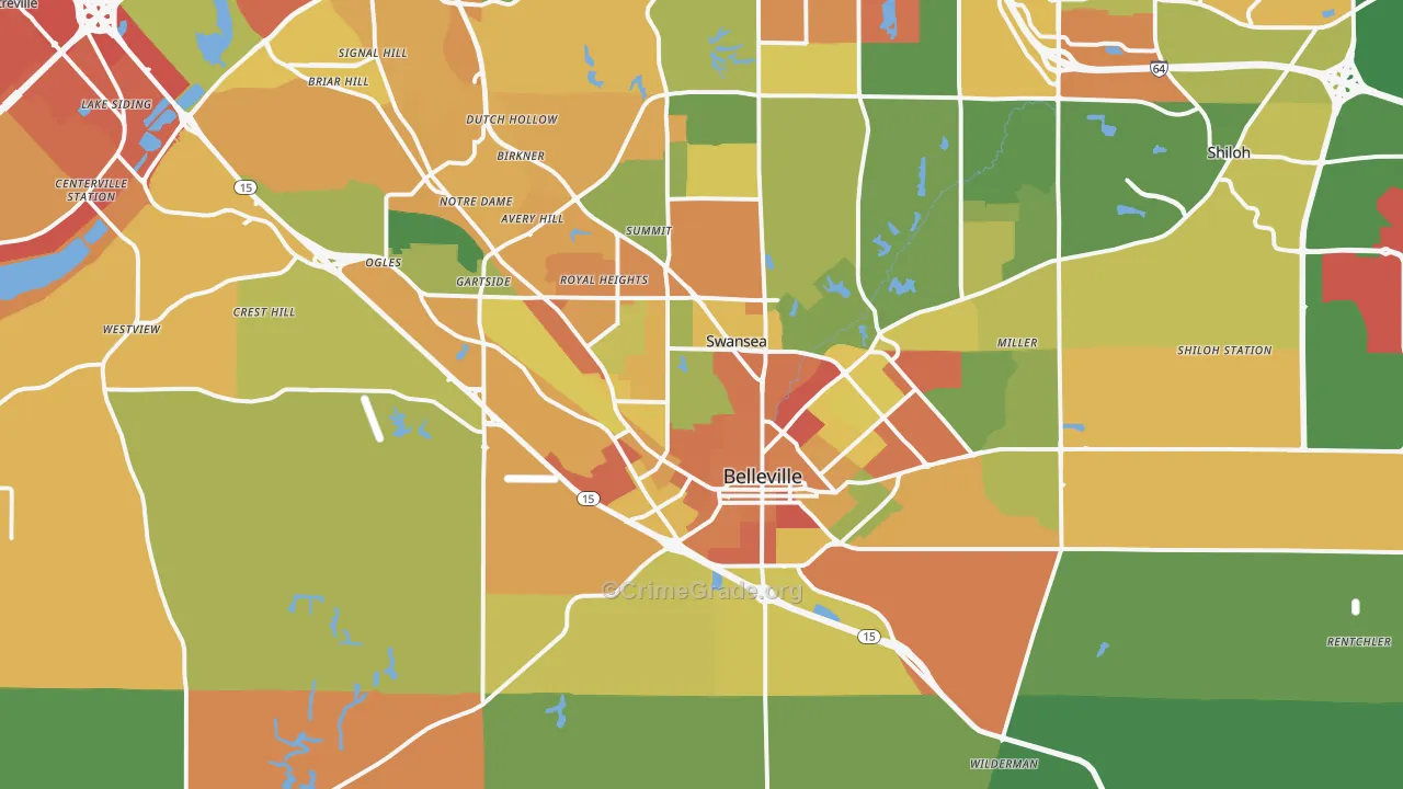 Belleville, IL Map of Theft Rates