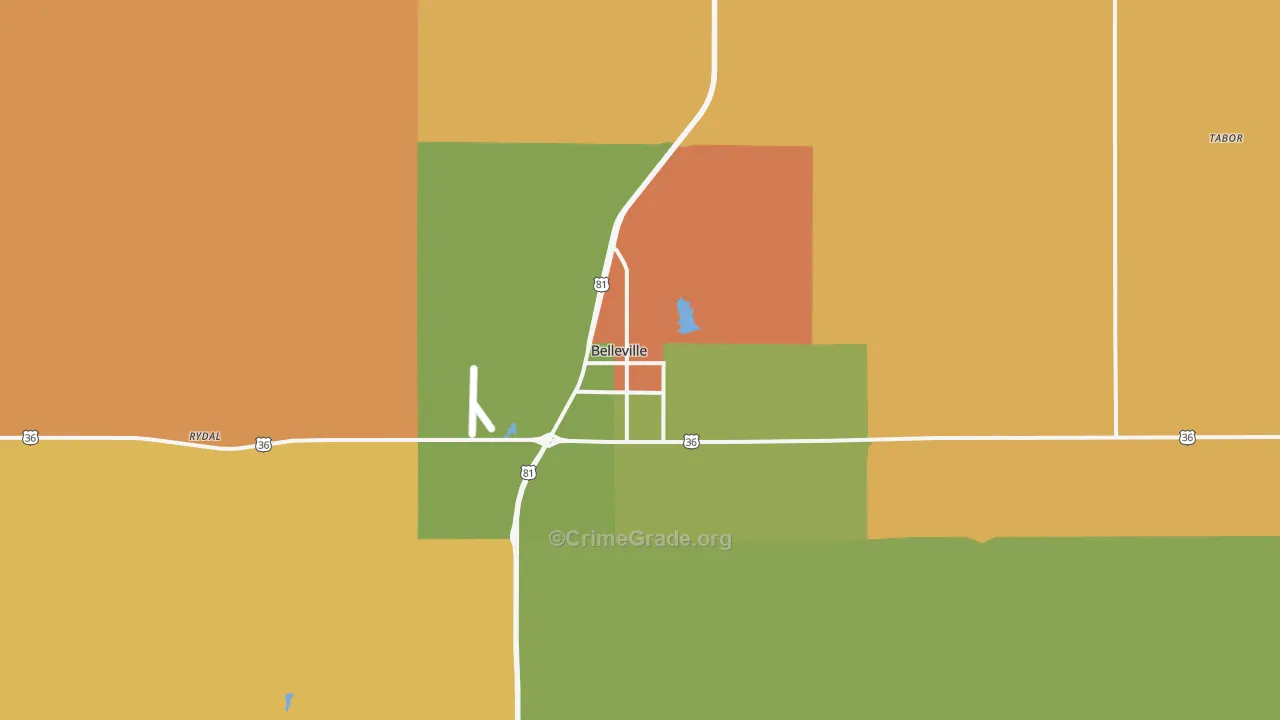 Belleville, KS Map of Theft Rates