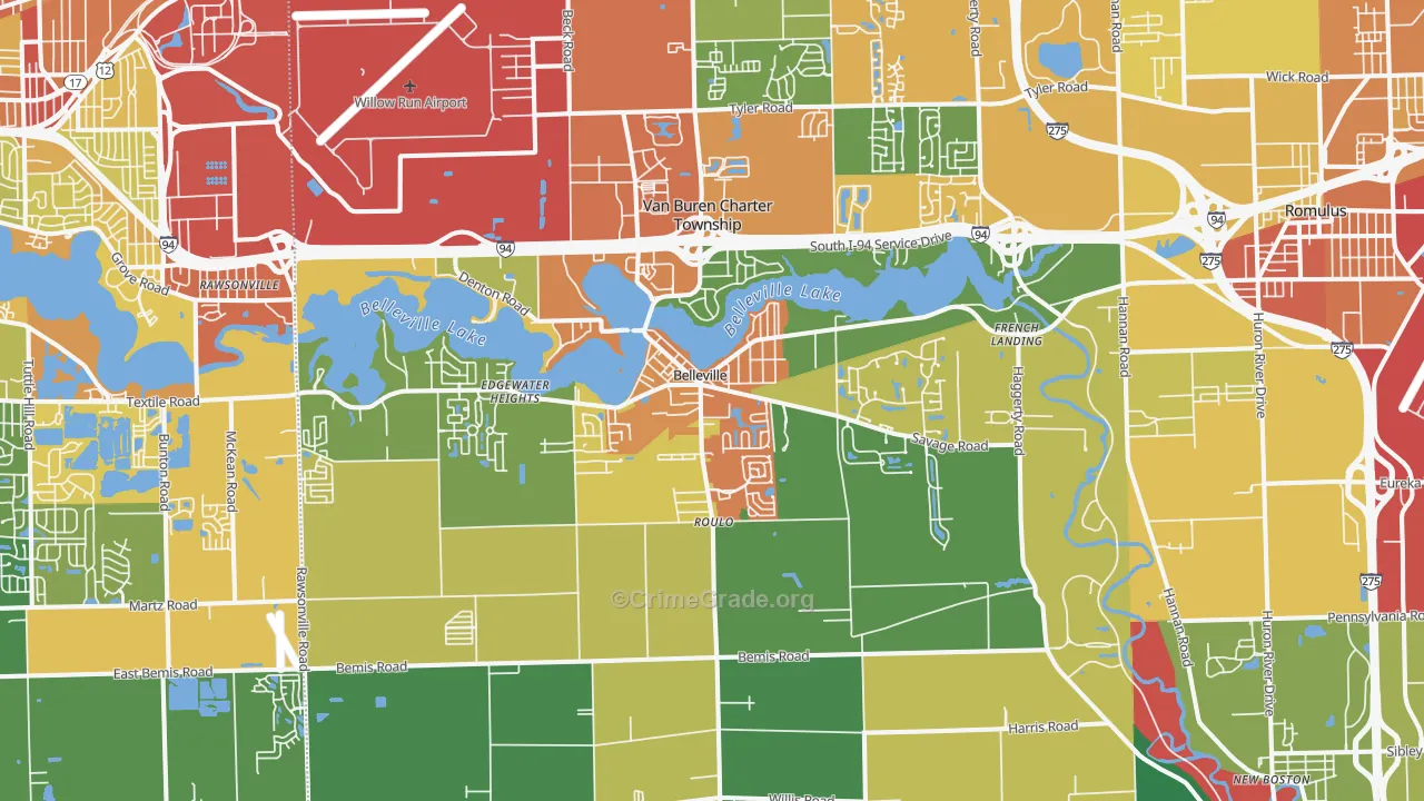 Belleville, MI Map of Theft Rates