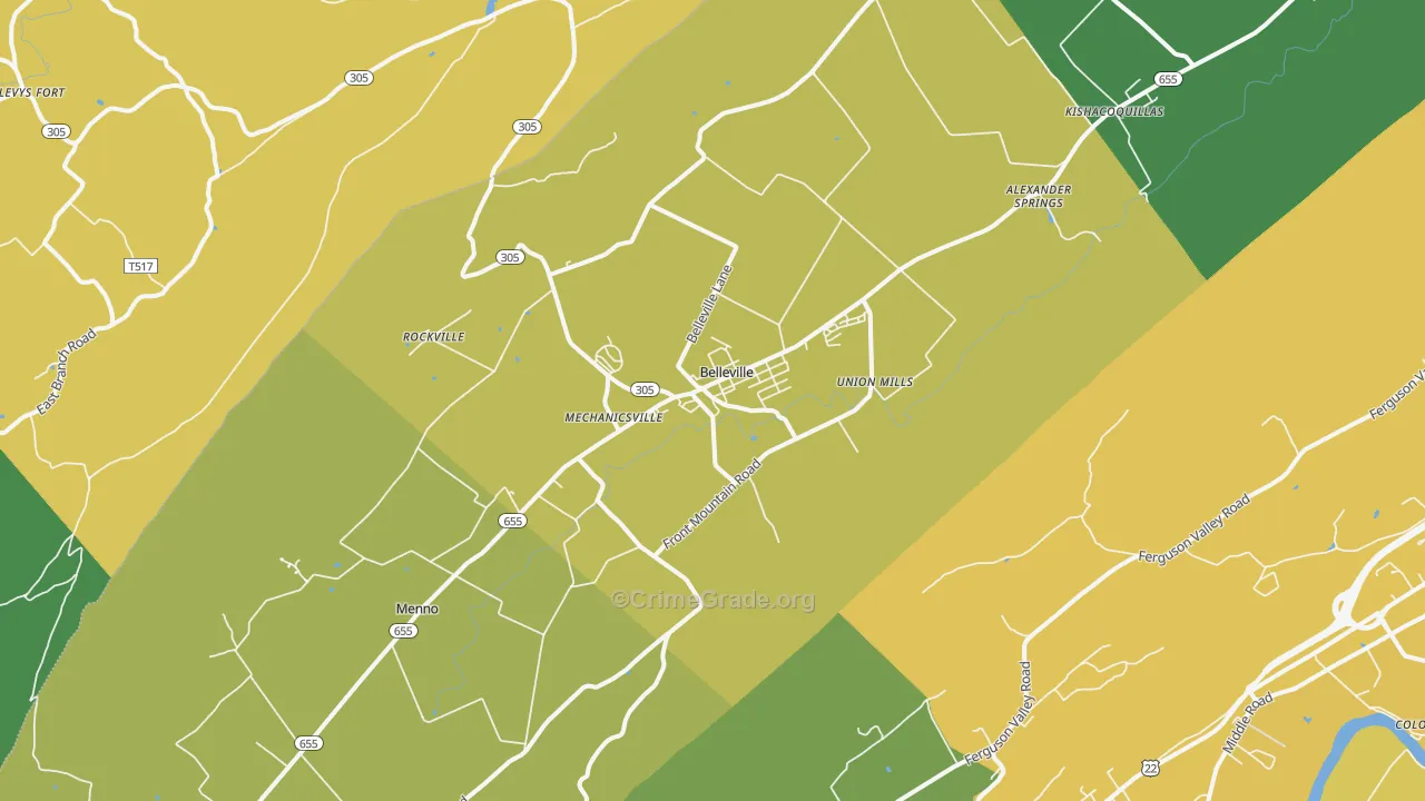 Belleville, PA Map of Theft Rates