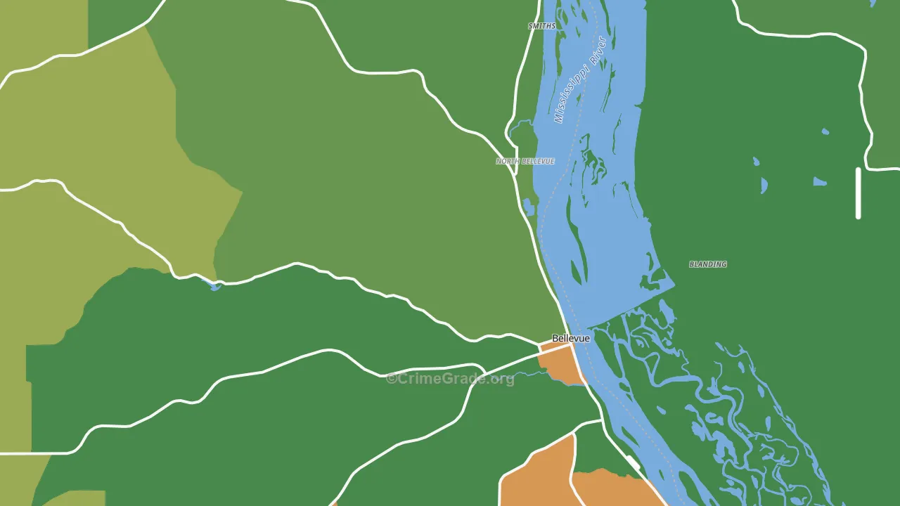 Bellevue, IA Map of Theft Rates
