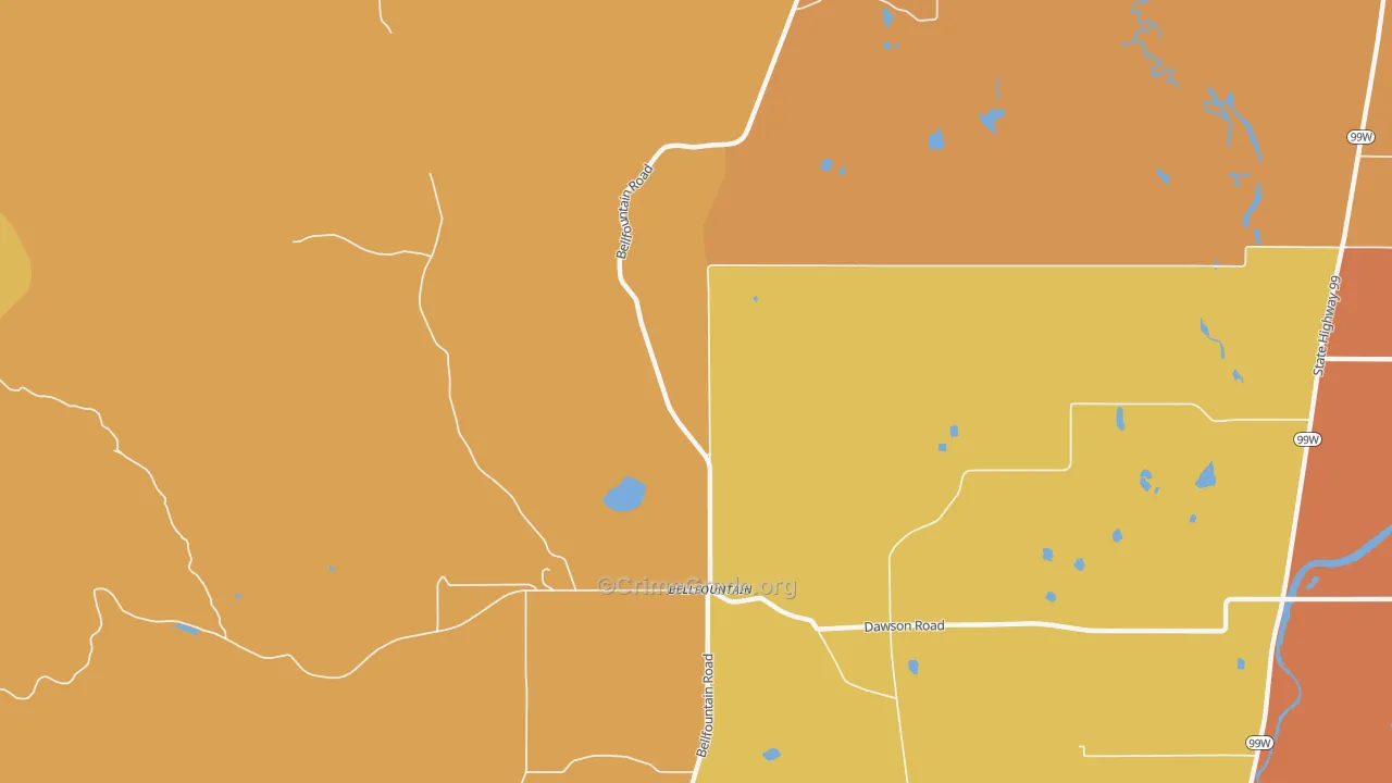 Bellfountain, OR Map of Theft Rates