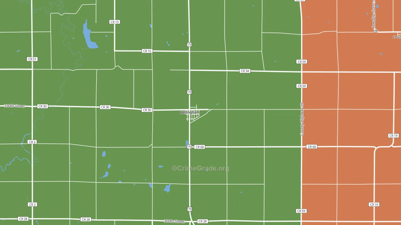 Bellingham, MN Map of Theft Rates