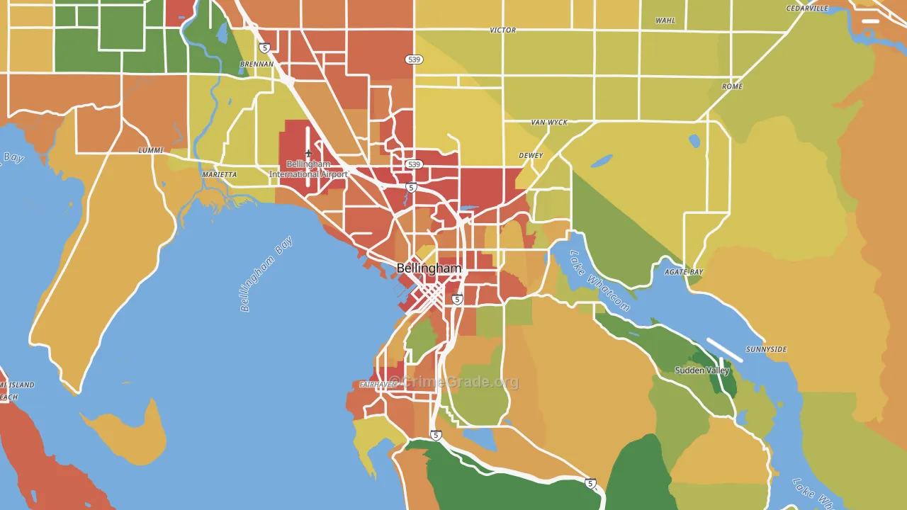 Bellingham, WA Map of Theft Rates