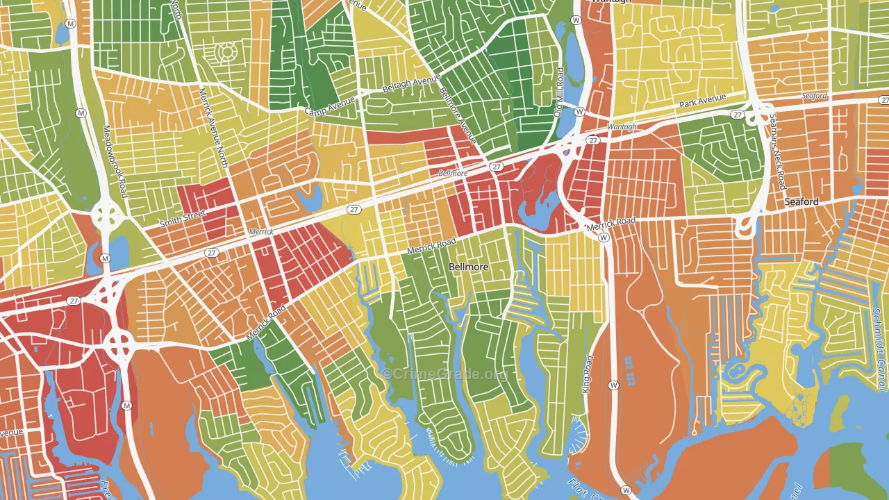 Bellmore, NY Map of Theft Rates