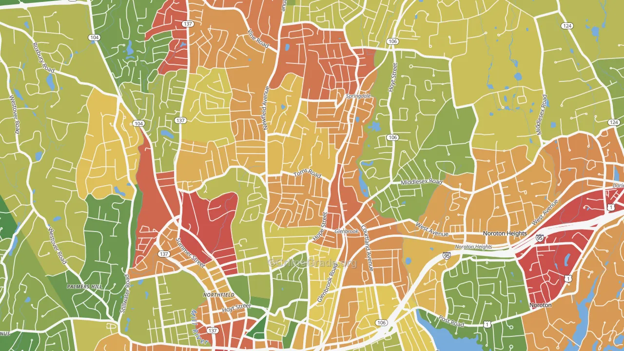 Belltown, Stamford, CT Map of Theft Rates