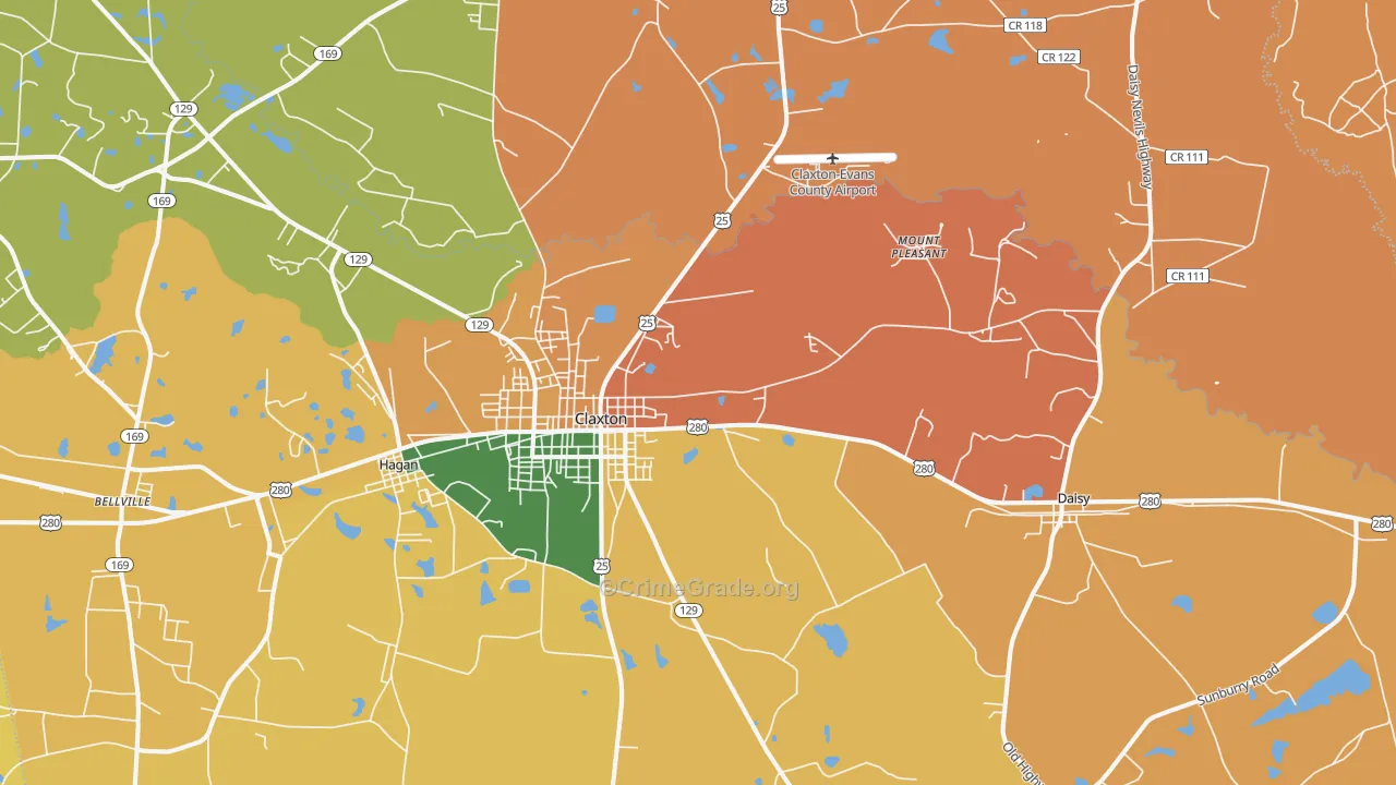 Bellville, GA Map of Theft Rates
