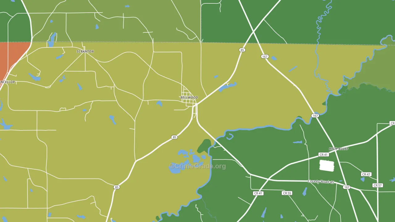 Bellwood, AL Map of Theft Rates