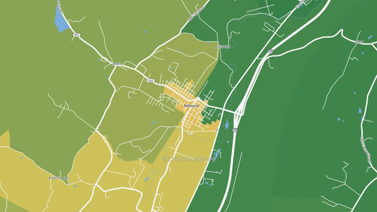 Bellwood, PA Map of Theft Rates