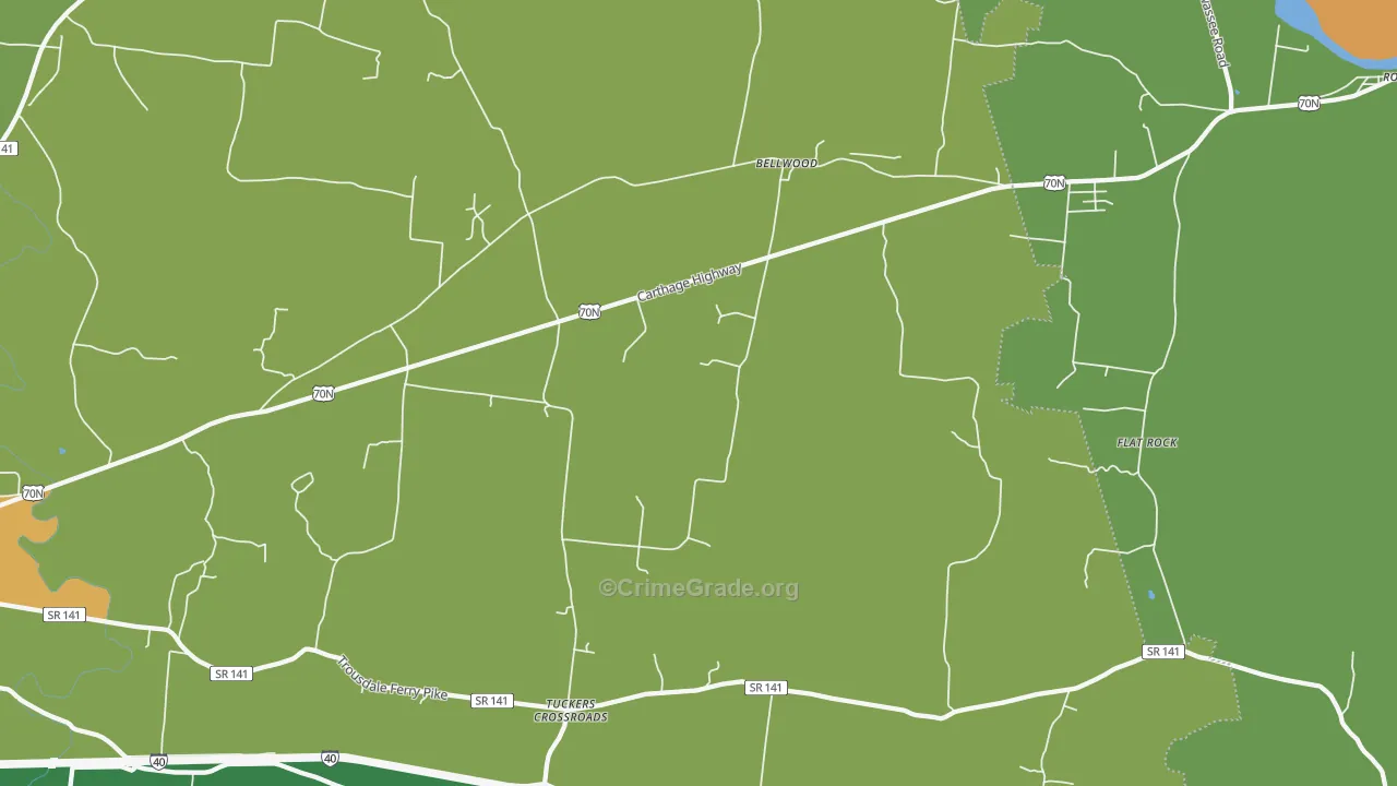 Bellwood, TN Map of Theft Rates