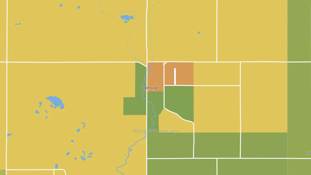 Belmond, IA Map of Theft Rates