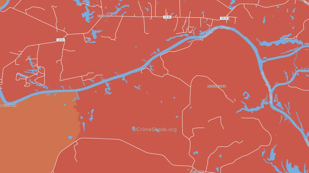 Belmont, AL Map of Theft Rates
