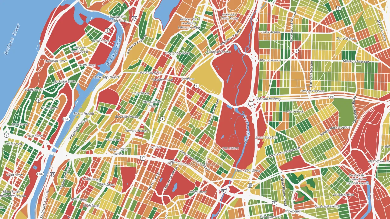 Belmont, Bronx, NY Map of Theft Rates
