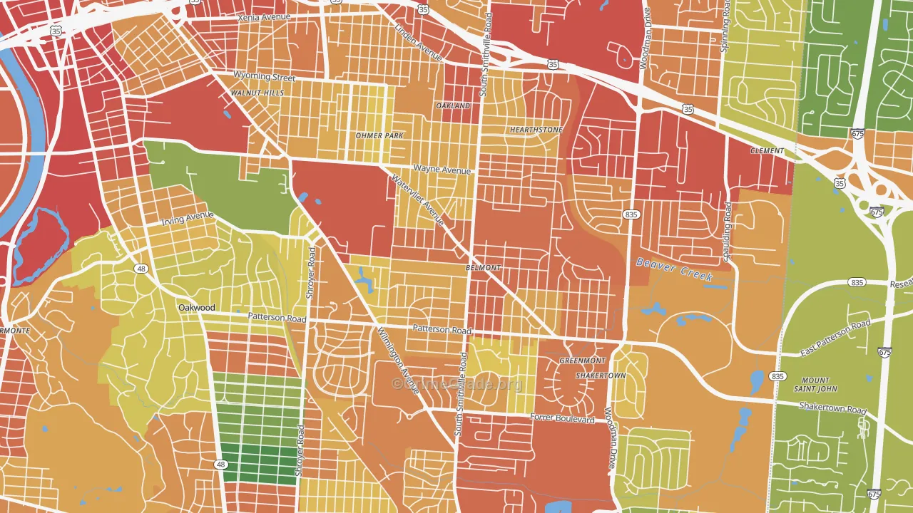 Belmont, Dayton, OH Map of Theft Rates