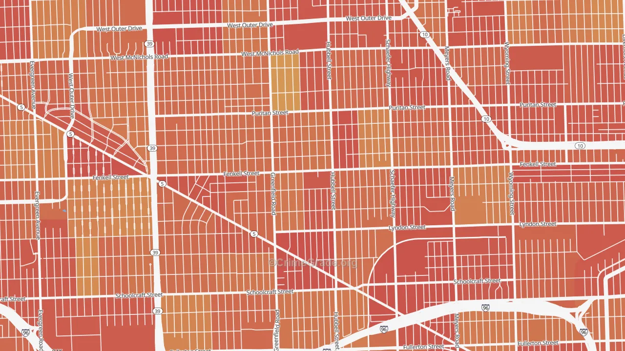 Belmont, Detroit, MI Map of Theft Rates