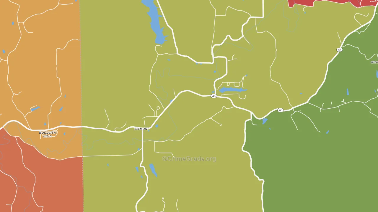 Belmont, IN Map of Theft Rates