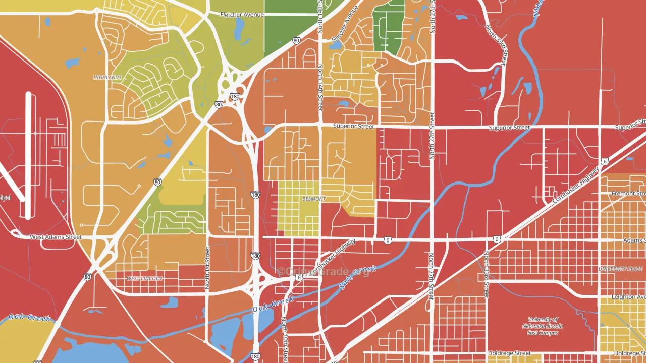 Belmont, Lincoln, NE Map of Theft Rates