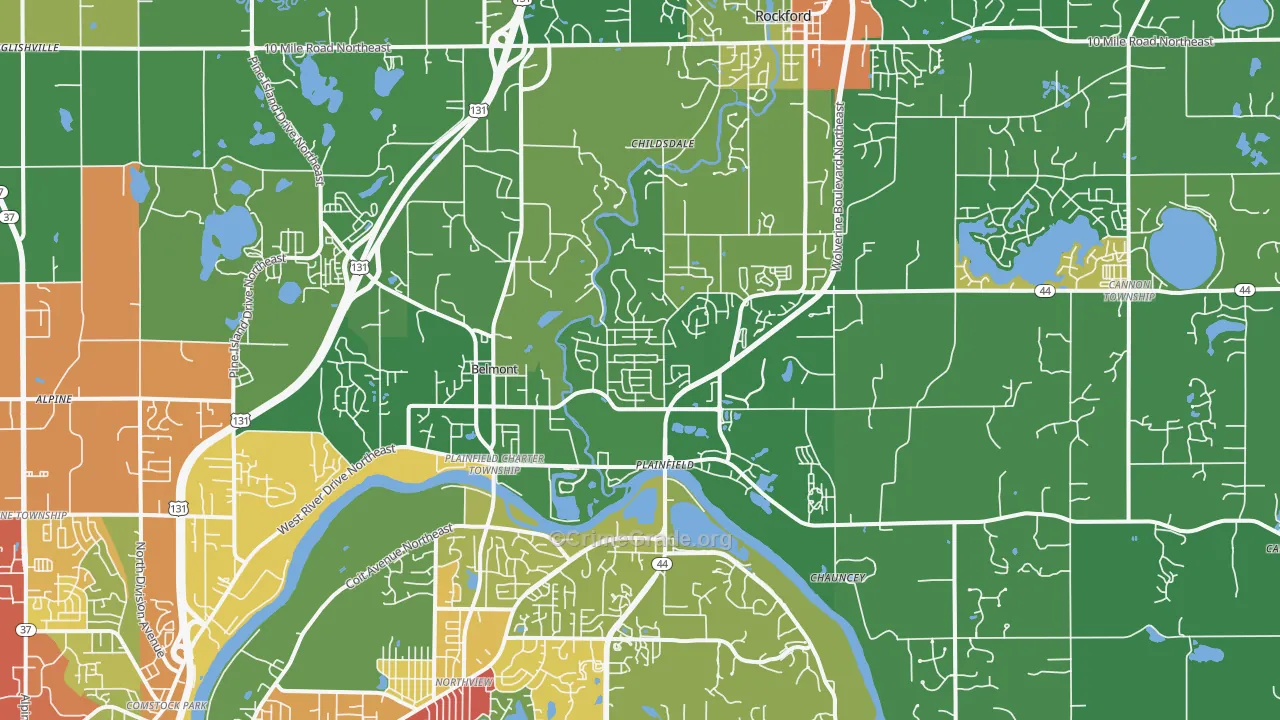 Belmont, MI Map of Theft Rates