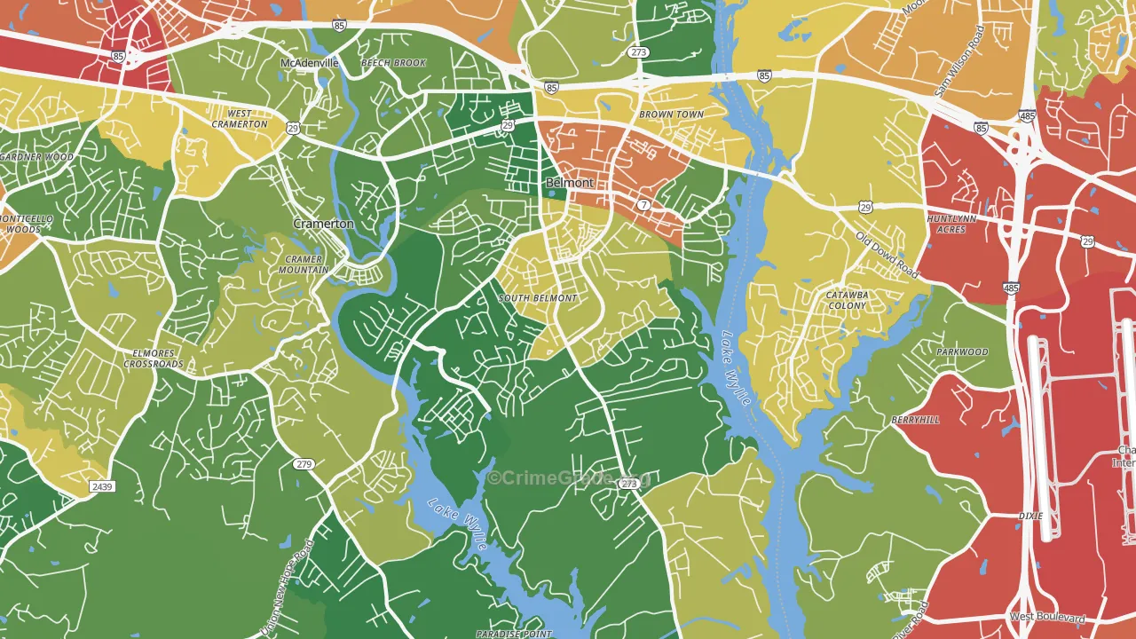 Belmont, NC Map of Theft Rates