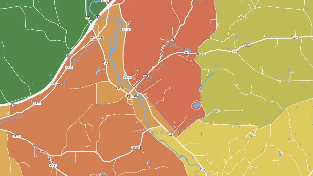 Belmont, NY Map of Theft Rates