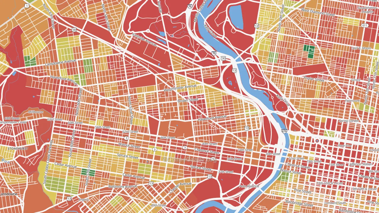 Belmont, Philadelphia, PA Map of Theft Rates