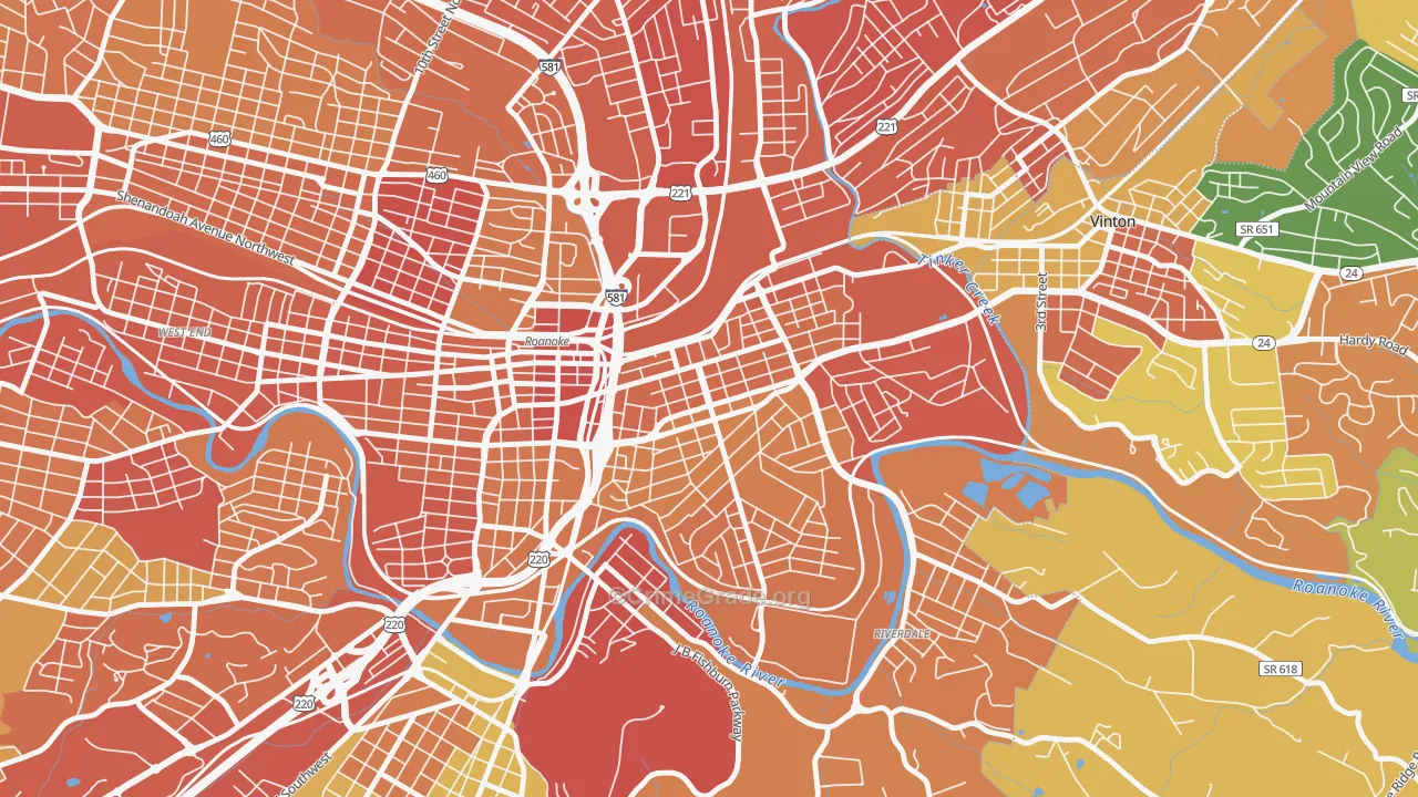 Belmont, Roanoke, VA Map of Theft Rates