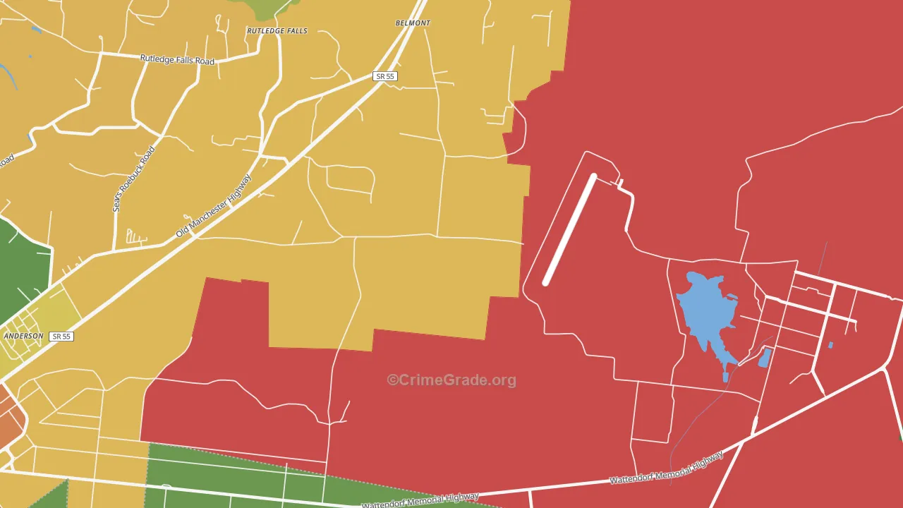 Belmont, TN Map of Theft Rates