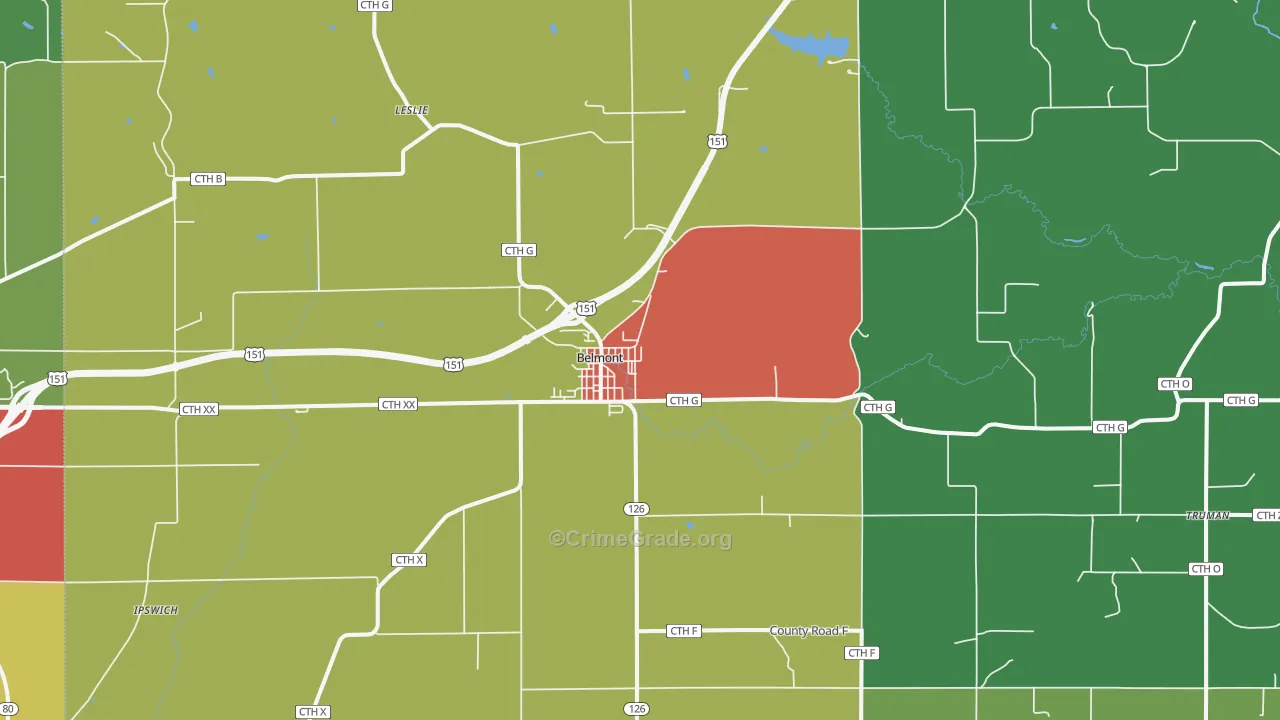 Belmont, WI Map of Theft Rates