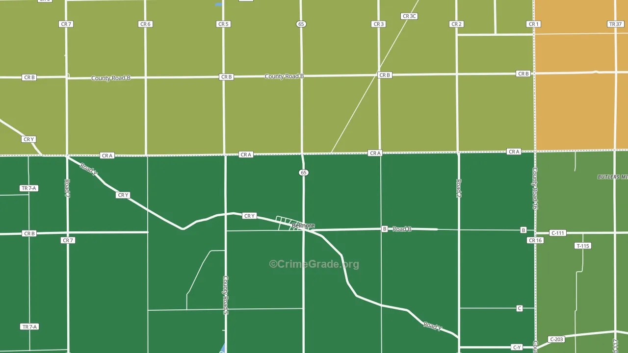 Belmore, OH Map of Theft Rates
