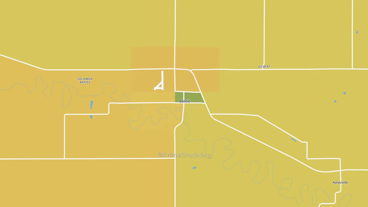 Beloit, KS Map of Theft Rates
