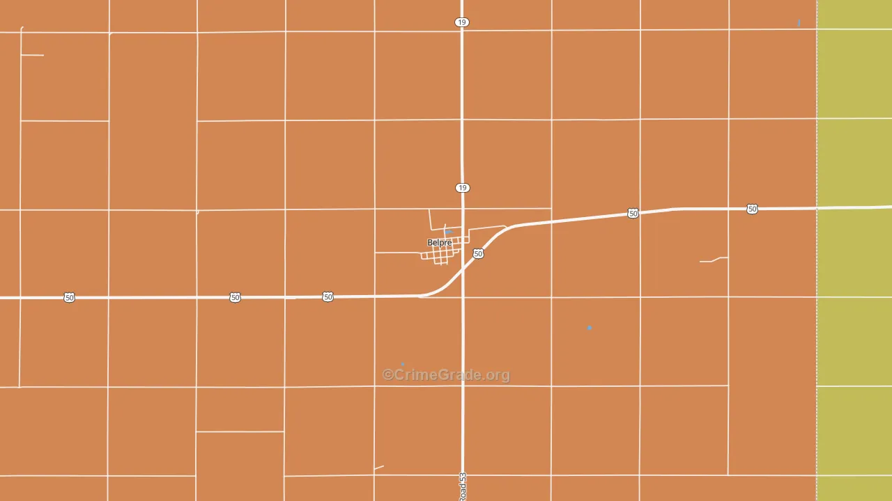 Belpre, KS Map of Theft Rates