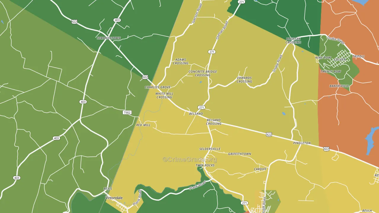 Belsano, PA Map of Theft Rates