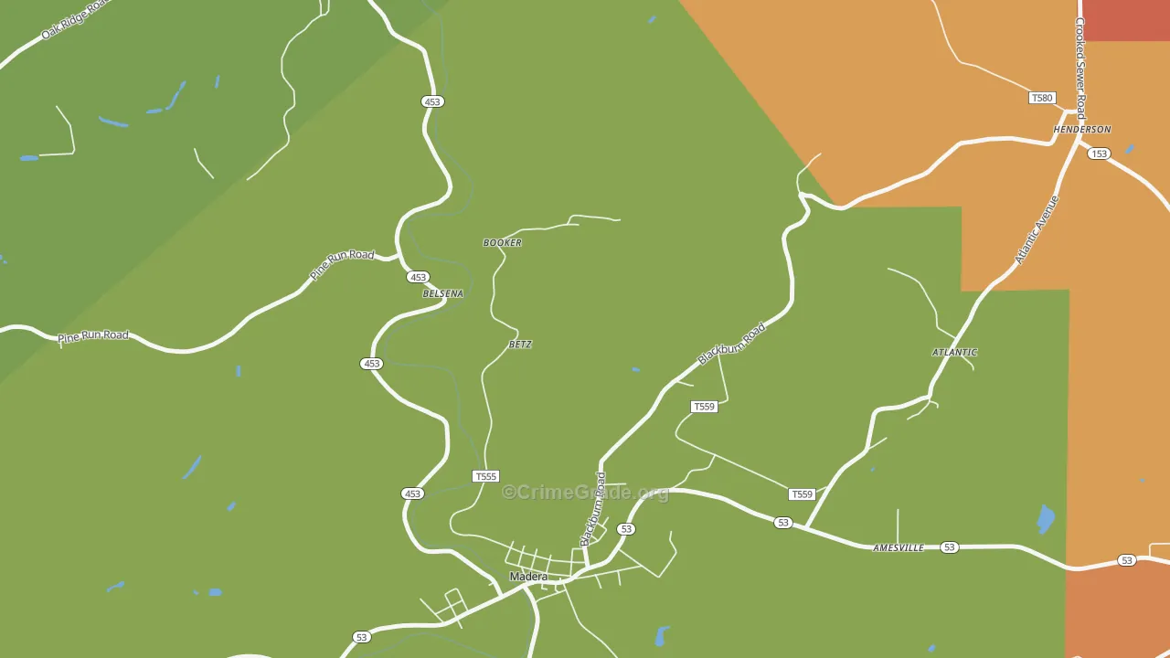 Belsena Mills, PA Map of Theft Rates