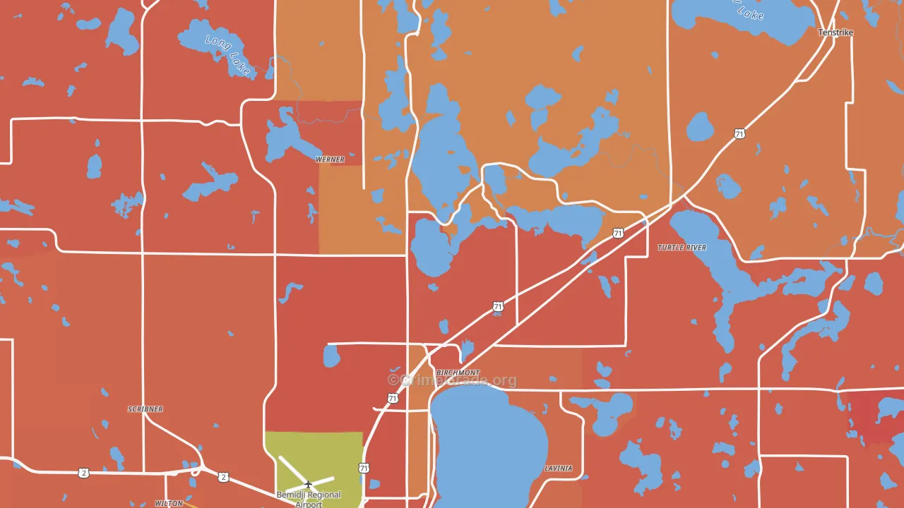 Beltrami County, MN Map of Theft Rates