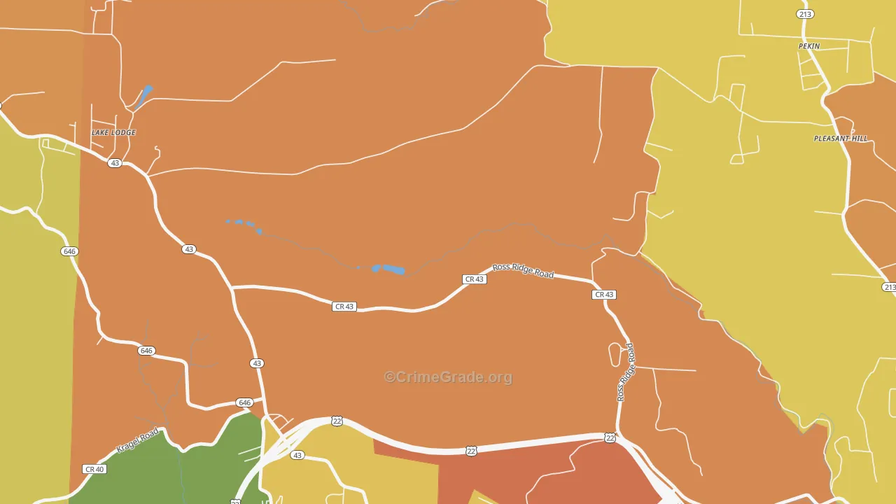 Belvedere, OH Map of Theft Rates