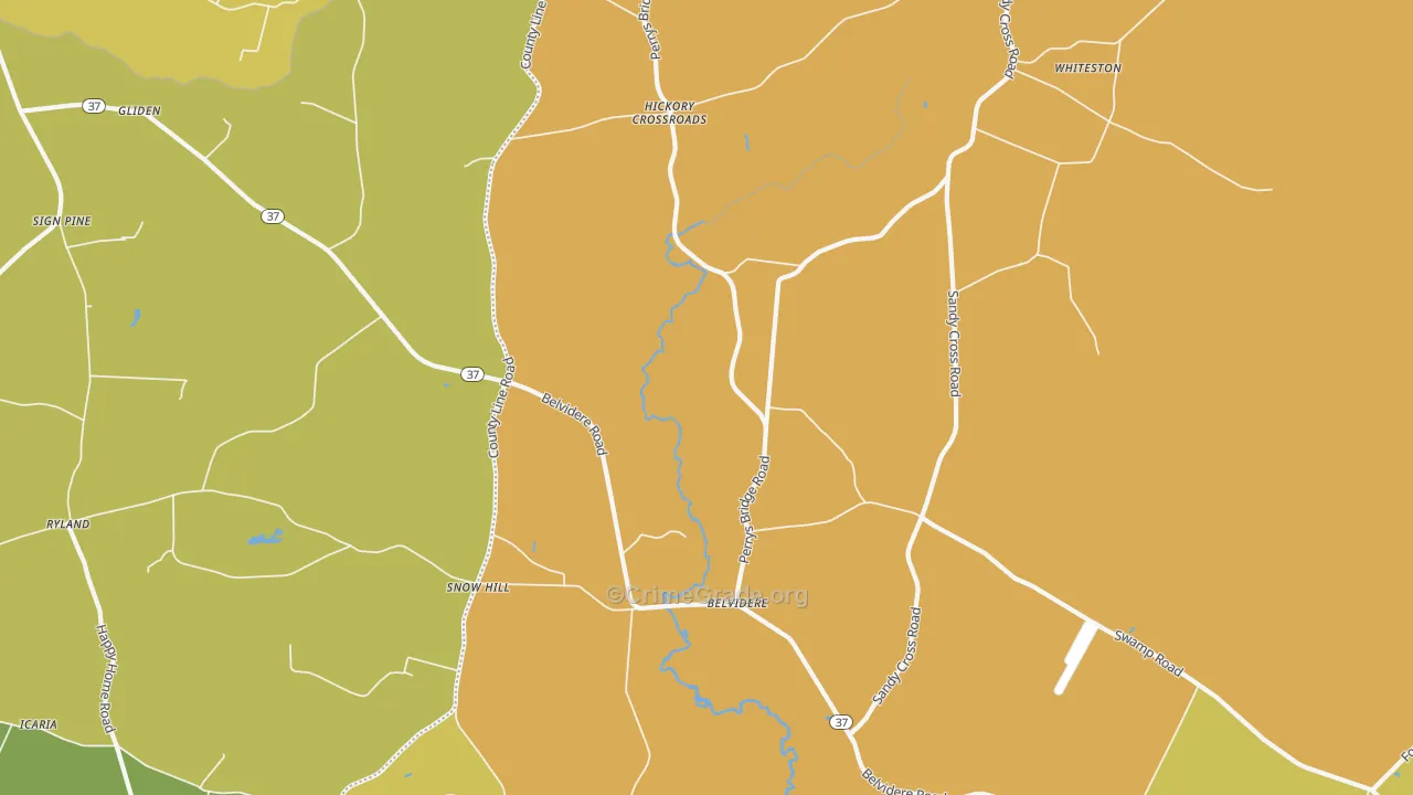 Belvidere, NC Map of Theft Rates