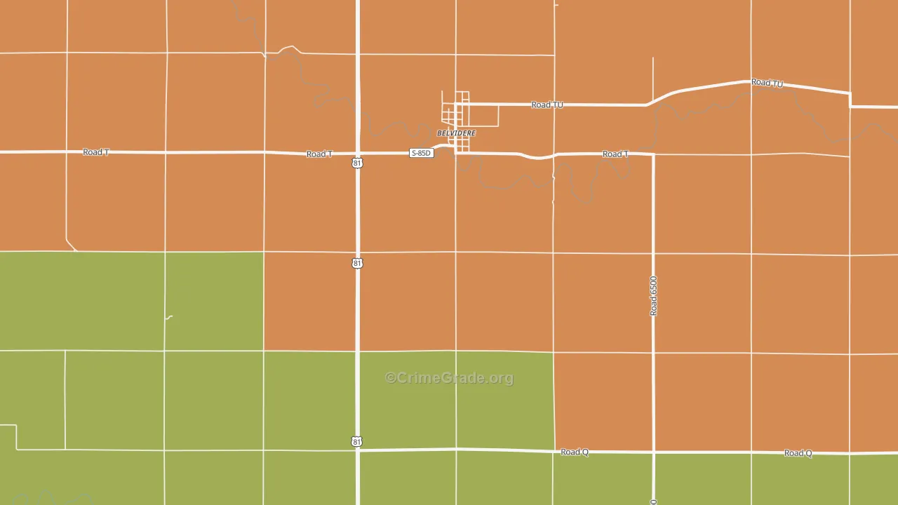 Belvidere, NE Map of Theft Rates